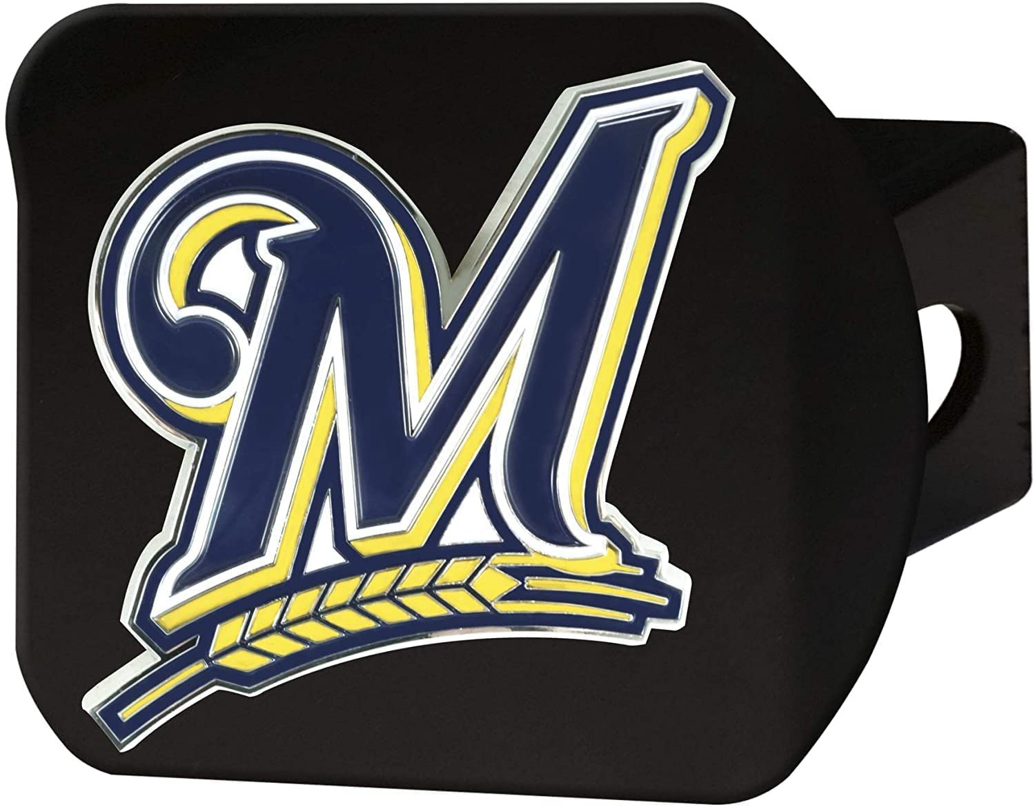 Milwaukee Brewers Hitch Cover Black Solid Metal with Raised Color Metal Emblem 2" Square Type III