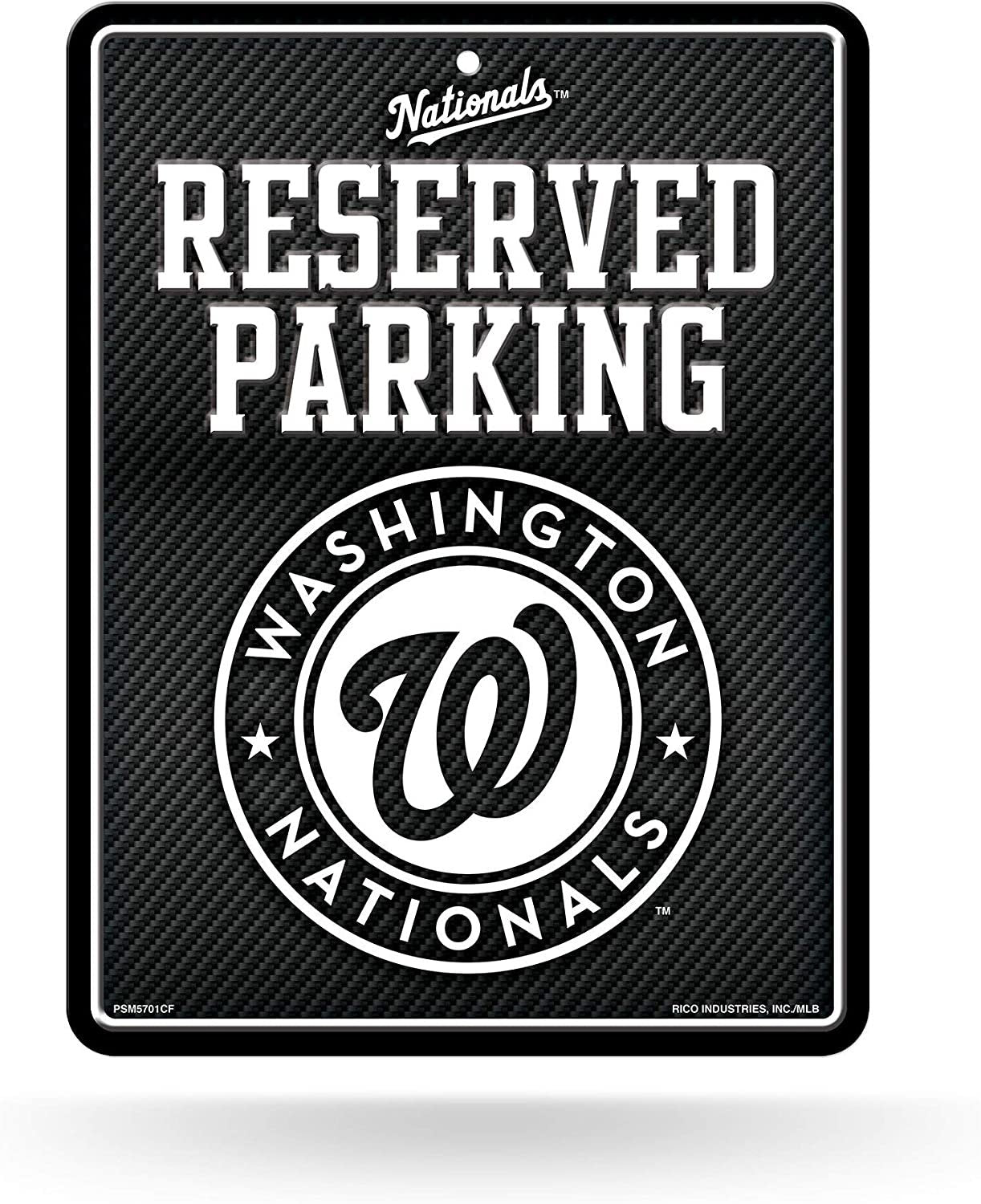 Washington Nationals Metal Parking Novelty Wall Sign 8.5 x 11 Inch Carbon Fiber Design