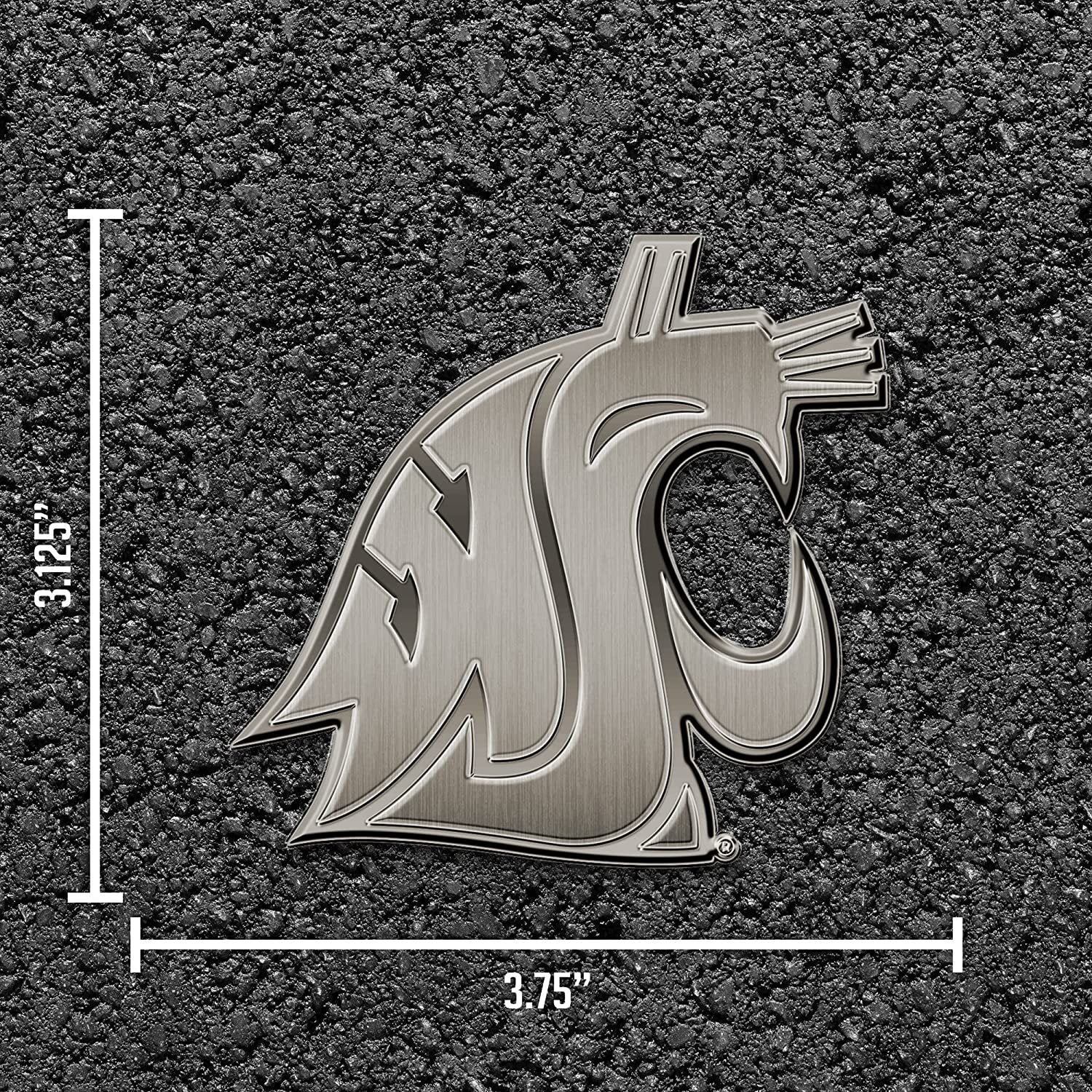 Washington State University Cougars Solid Metal Auto Emblem Antique Nickel for Car/Truck/SUV