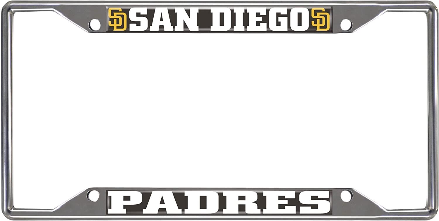 San Diego Padres Metal License Plate Frame Tag Cover Chrome 6x12 Inch