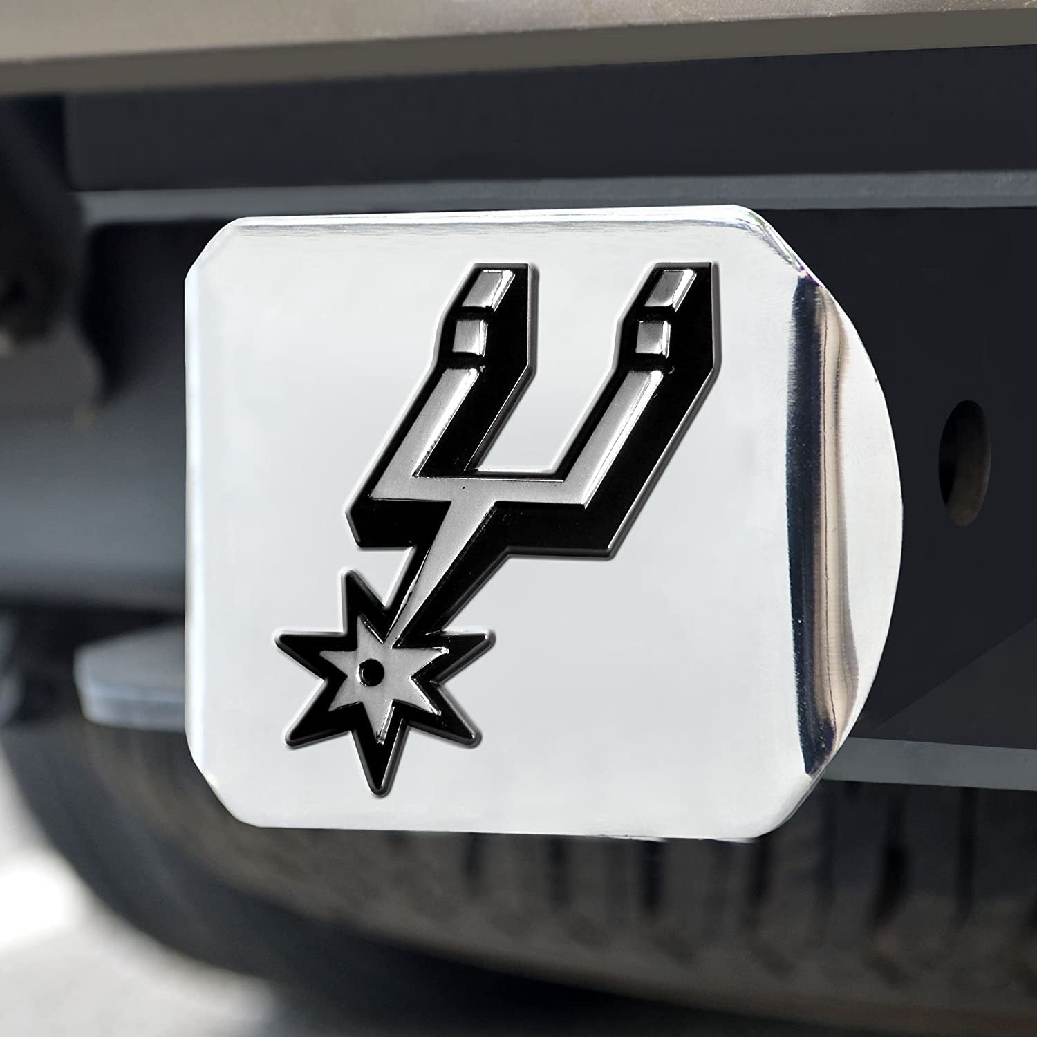 San Antonio Spurs Hitch Cover Solid Metal with Chrome Metal Emblem 2" Square Type III