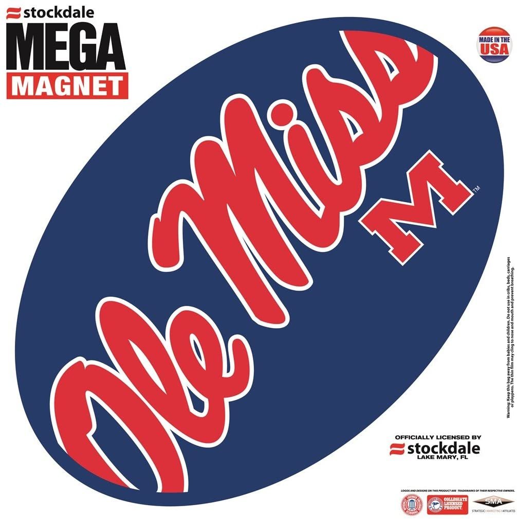 Mississippi Rebels Ole Miss University of 12 Inch Magnet Mega Logo Design Oval