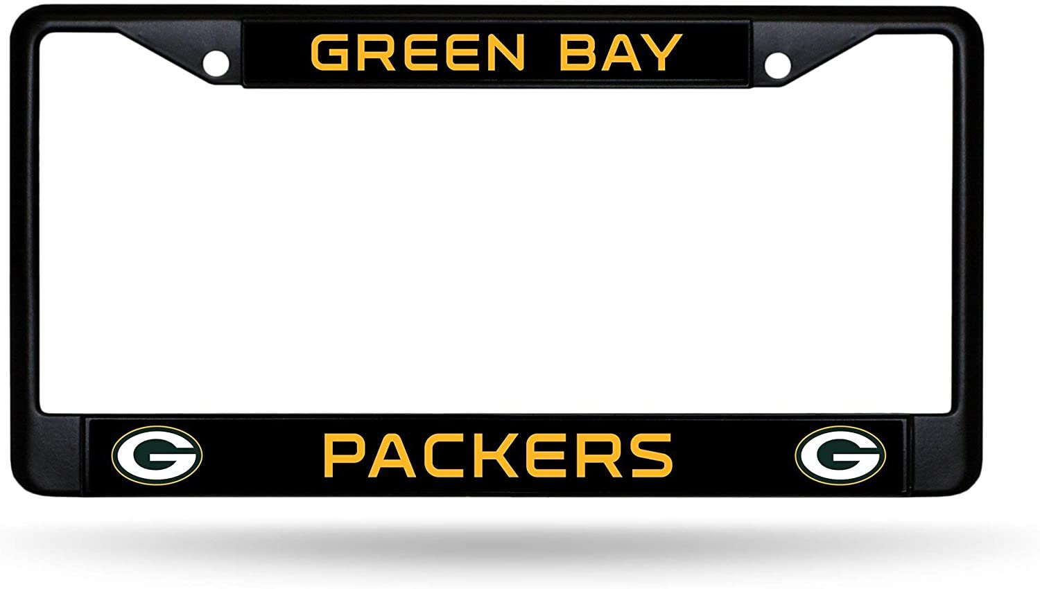 Green Bay Packers Black Metal License Plate Frame Chrome Tag Cover 6x12 Inch