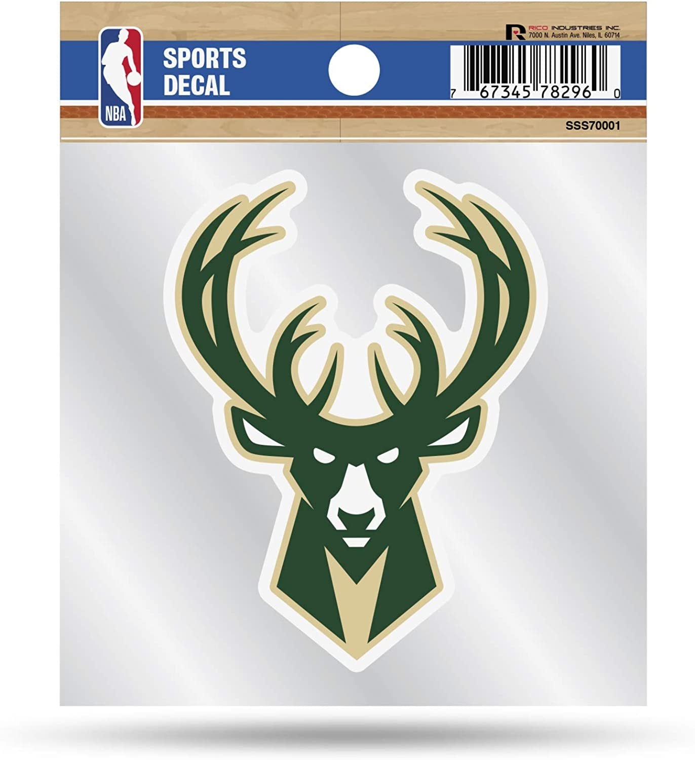 Milwaukee Bucks 4x4 Inch Die Cut Decal Sticker, Primary Logo, Clear Backing