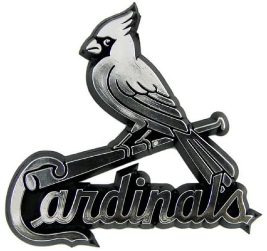 St Louis Cardinals Auto Emblem, Plastic Molded, Silver Chrome Color, Raised 3D Effect, Adhesive Backing