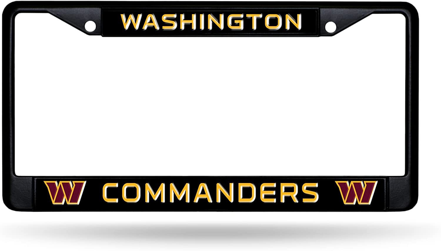 Washington Commanders Black Metal License Plate Frame Chrome Tag Cover 6x12 Inch