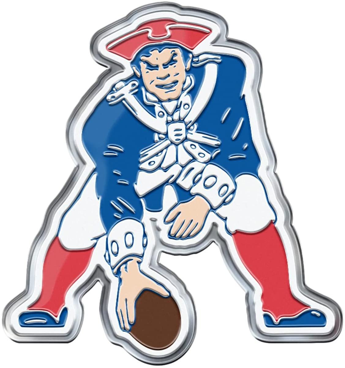 New England Patriots Premium Aluminum Metal Raised Auto Emblem, Retro Logo, Color Embossed, Full Adhesive Backing