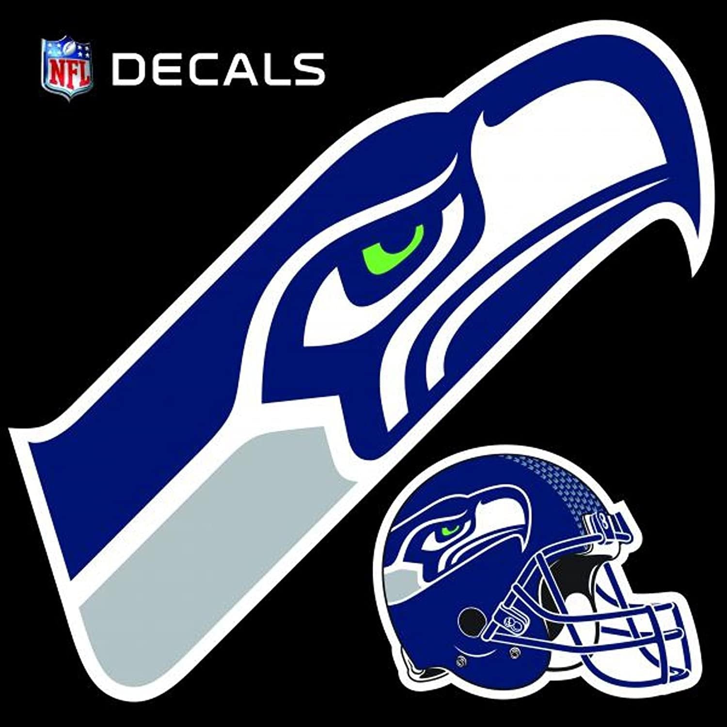 Seattle Seahawks 8" Logo Decal with Bonus Decal Flat Vinyl Reusable Repositionable Auto Home Football