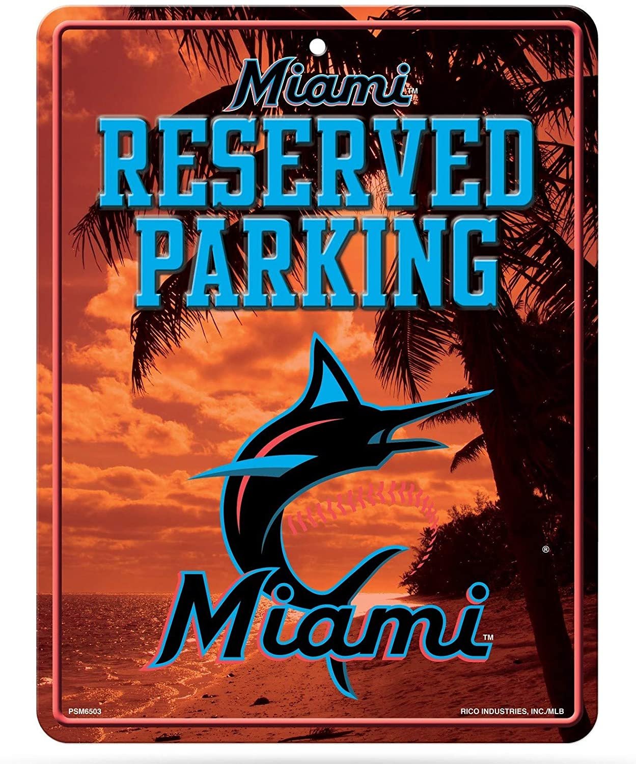 Miami Marlins Parking Sign Metal 8x11 Metal Embossed Wall Novelty Baseball