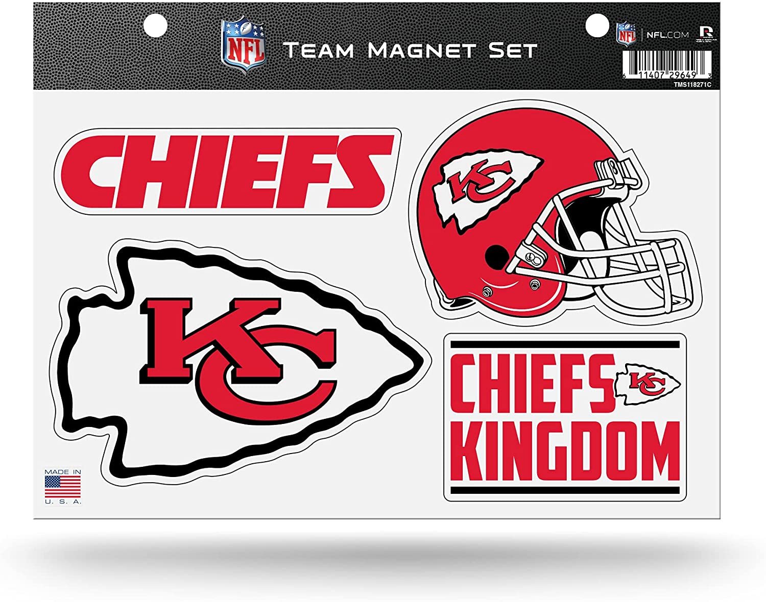 Kansas City Chiefs Team Multi Magnet Set, 8.5x11 Inch Sheet, Die Cut, Auto Home