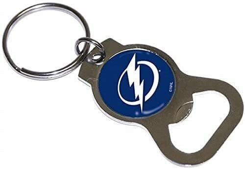 Tampa Bay Lightning Premium Solid Metal Bottle Opener Keychain, Silver Key Ring, Team Logo