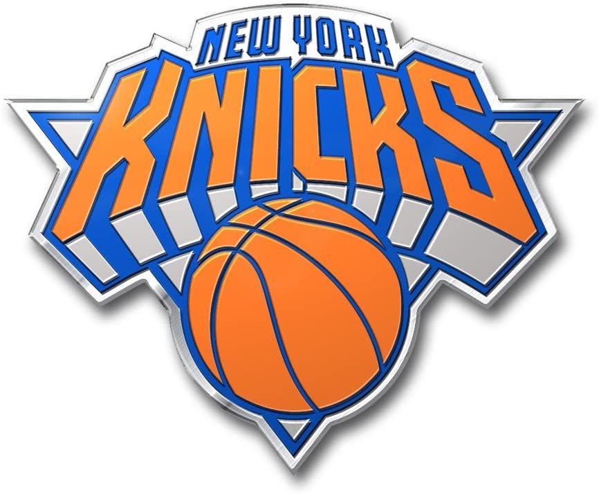 New York Knicks Auto Emblem, Aluminum Metal, Embossed Team Color, Raised Decal Sticker, Full Adhesive Backing