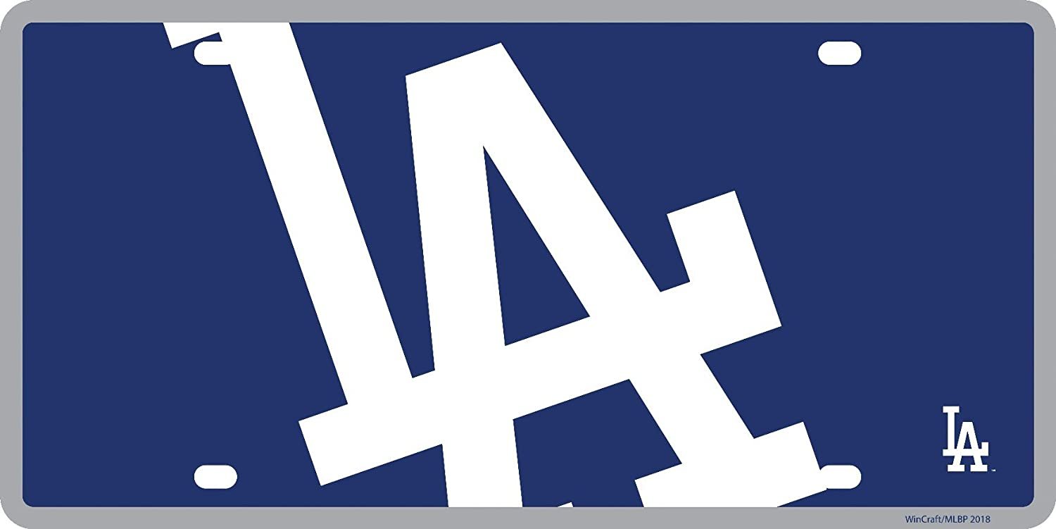 Los Angeles Dodgers Premium Laser Cut Tag License Plate, Mirrored Acrylic, Inlaid, Mega Logo, 12x6 Inch