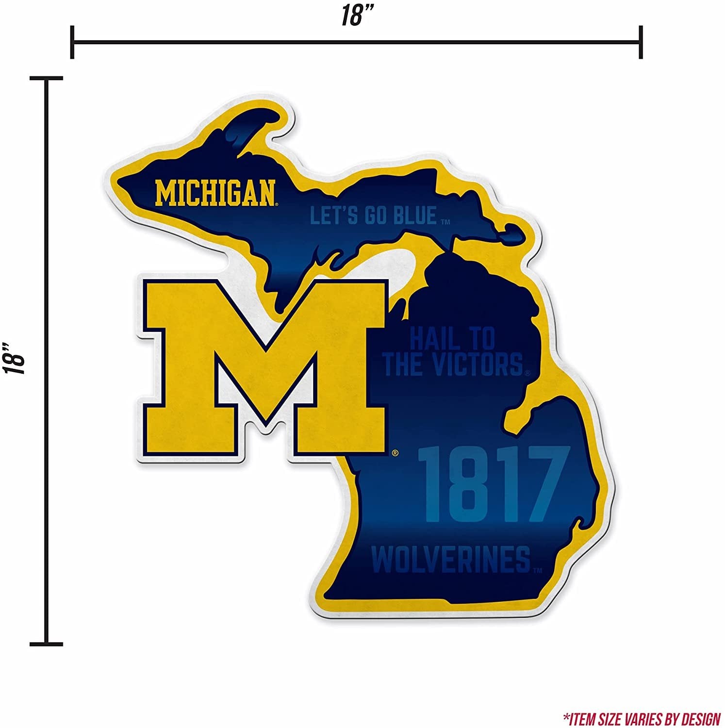 Michigan Wolverines Pennant State Shape 18 Inch Soft Felt University of