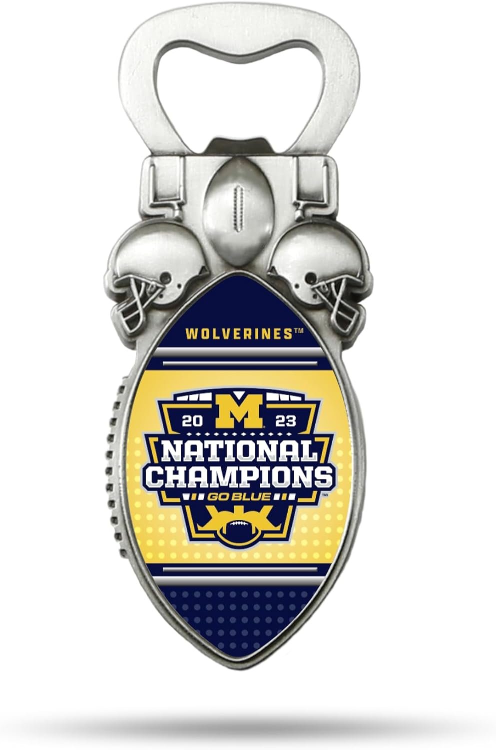 University of Michigan Wolverines 2024 Champions Premium Magnetic Bottle Opener, Stainless Steel, Solid Metal, Strong Magnet to Display on Fridge