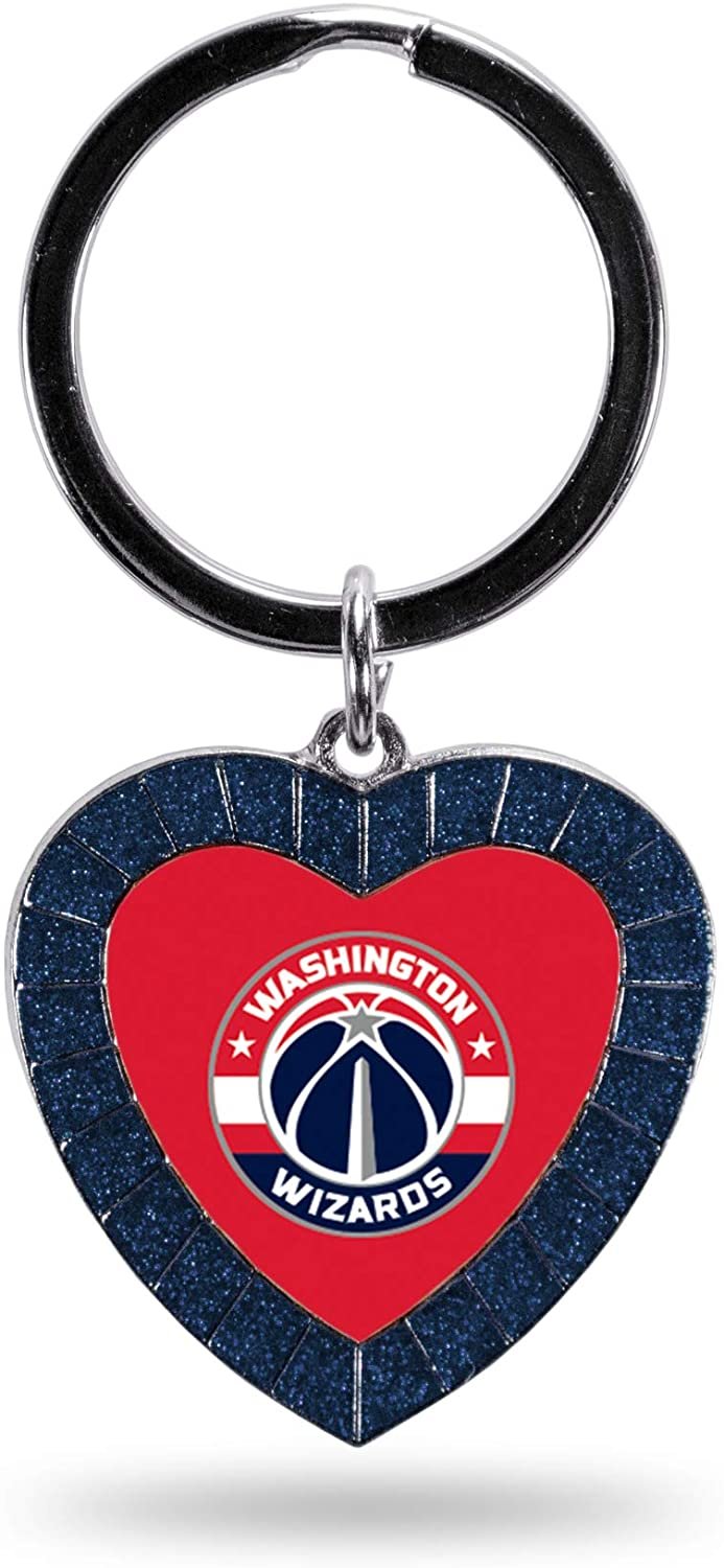 Washington Wizards Metal Keychain Rhinestone Colored Heart Shape