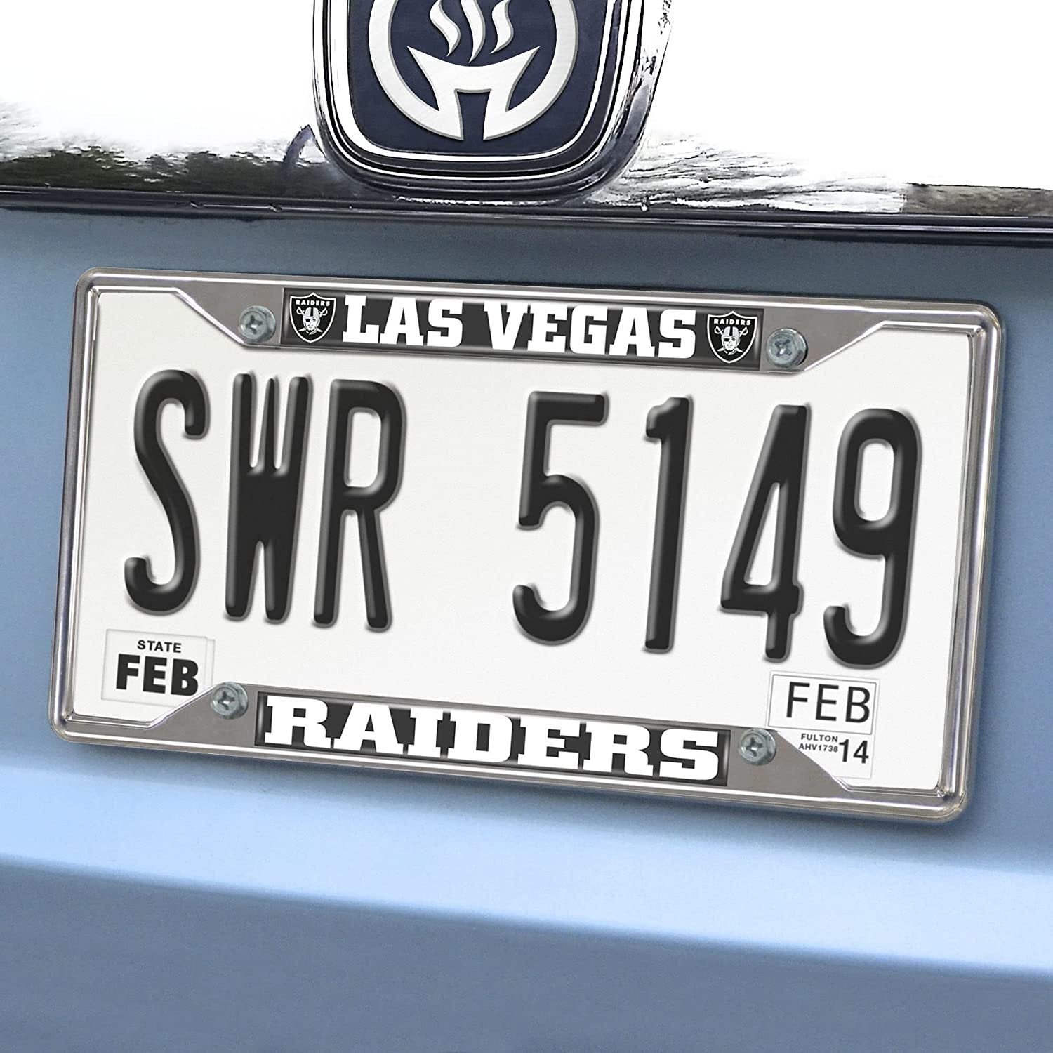 Las Vegas Raiders Metal License Plate Frame Chrome Tag Cover 6x12 Inch