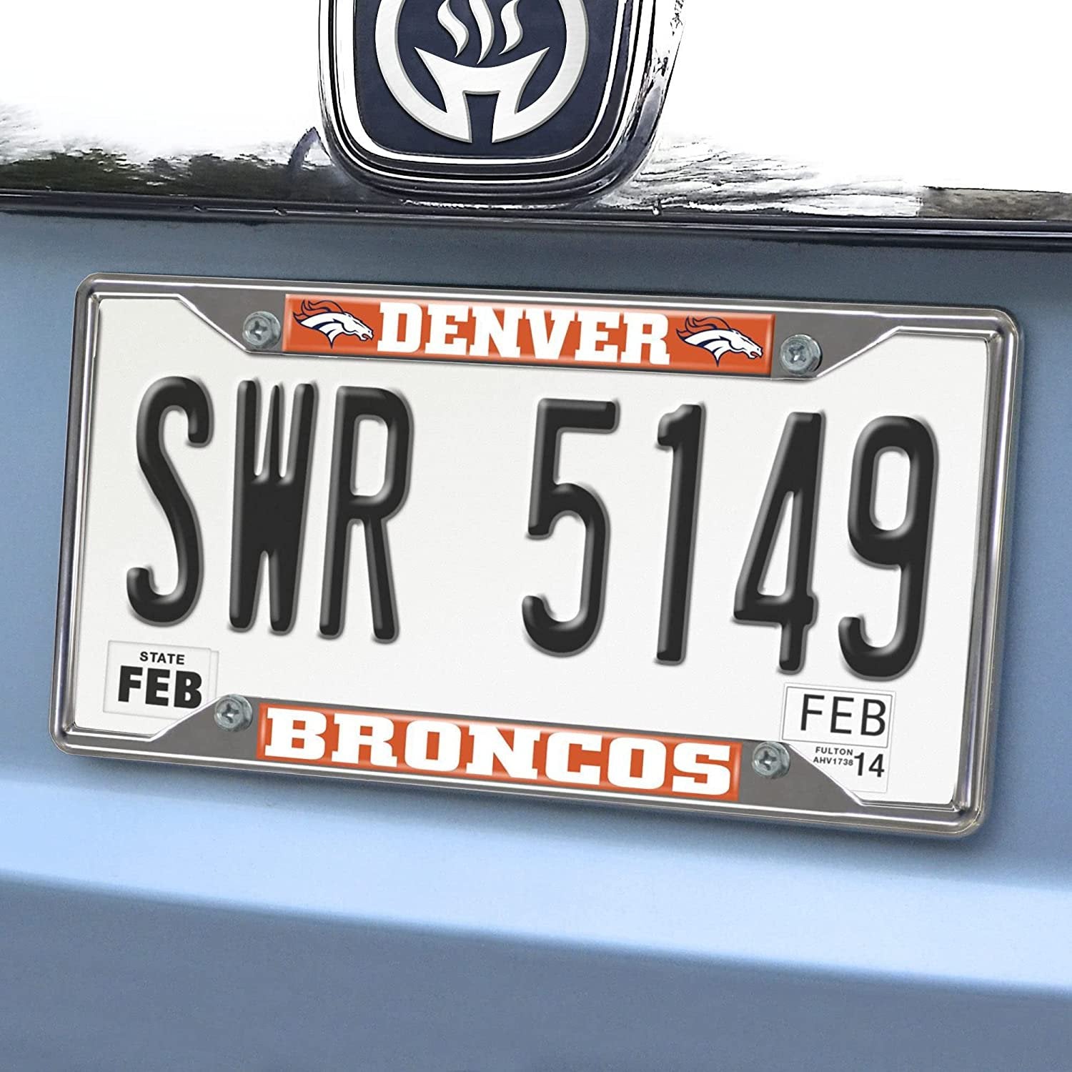 Denver Broncos Metal License Plate Frame Chrome Tag Cover 6x12 Inch