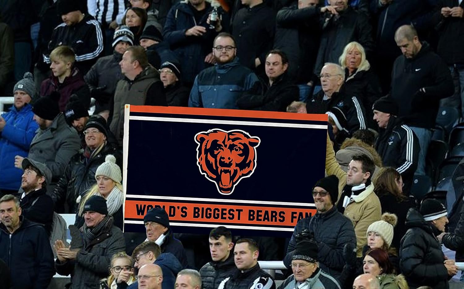 Chicago Bears 3x5 Feet Flag Banner, World's Biggest Fan, Metal Grommets, Single Sided, Indoor or Outdoor Use