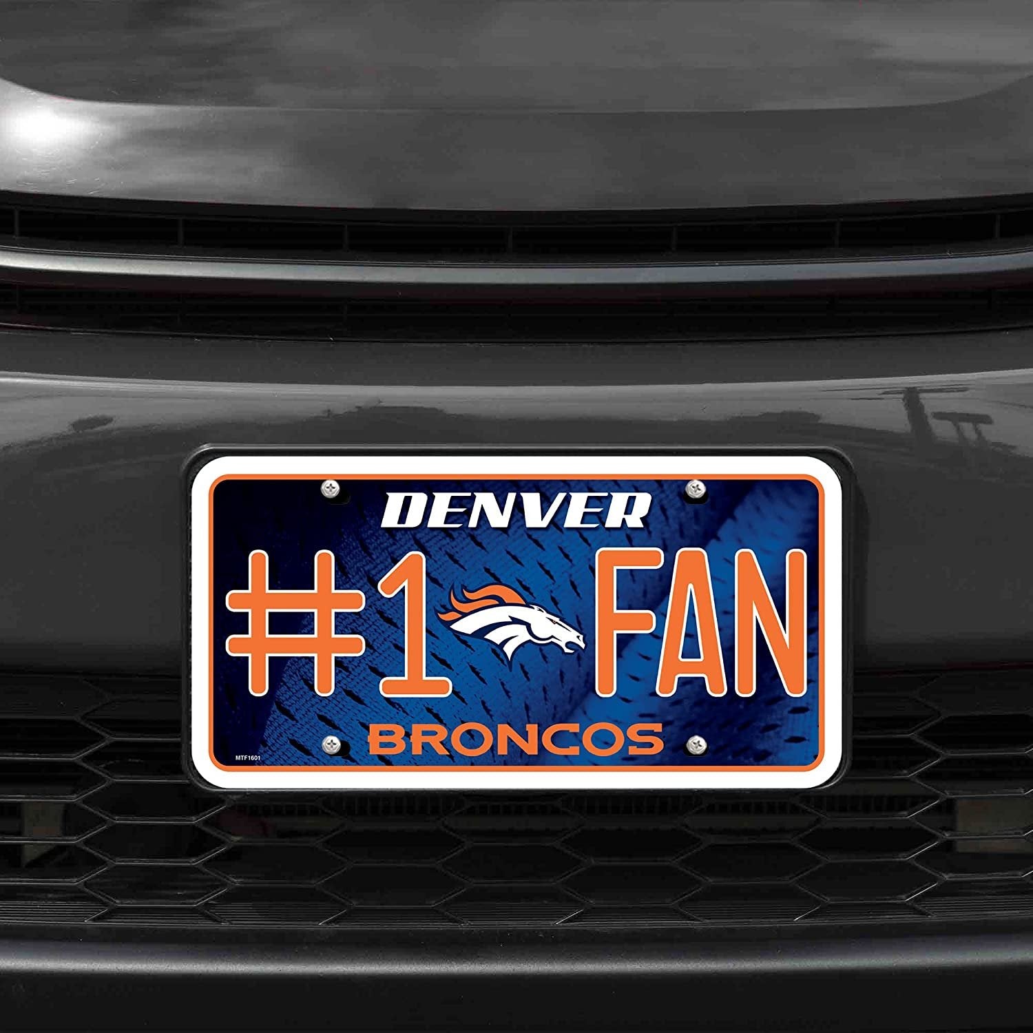 Denver Broncos #1 Fan Metal License Plate Tag Aluminum Novelty 12x6 Inch