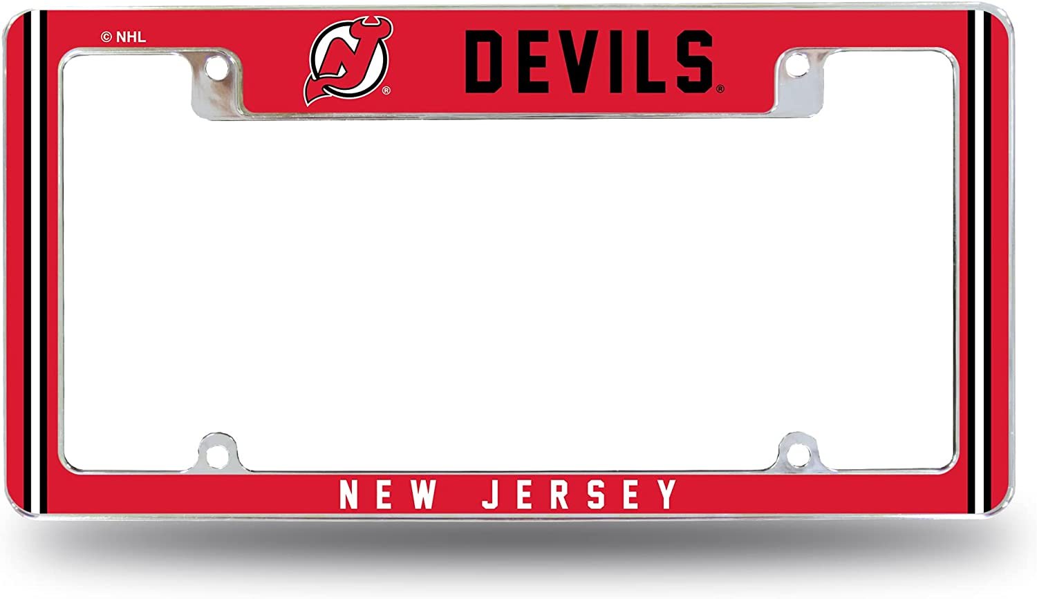 New Jersey Devils Metal License Plate Frame Chrome Tag Cover Alternate Design 6x12 Inch