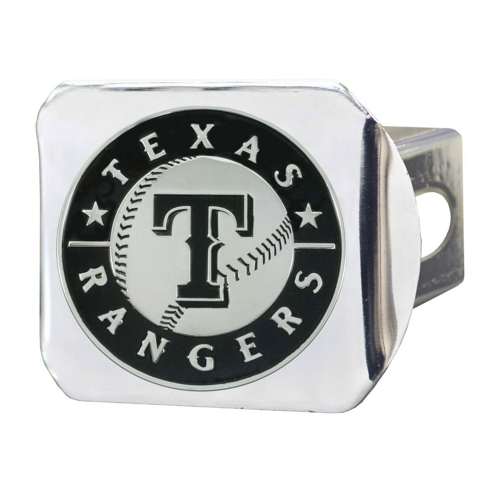 Texas Rangers Hitch Cover Solid Metal with Raised Chrome Metal Emblem 2" Square Type III