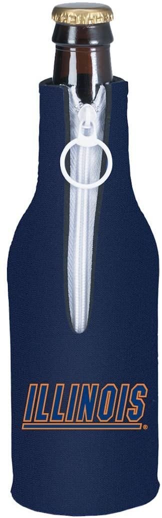 University of Illinois Fighting Illini 16oz Drink Zipper Bottle Cooler Insulated Neoprene Beverage Holder, Logo Design