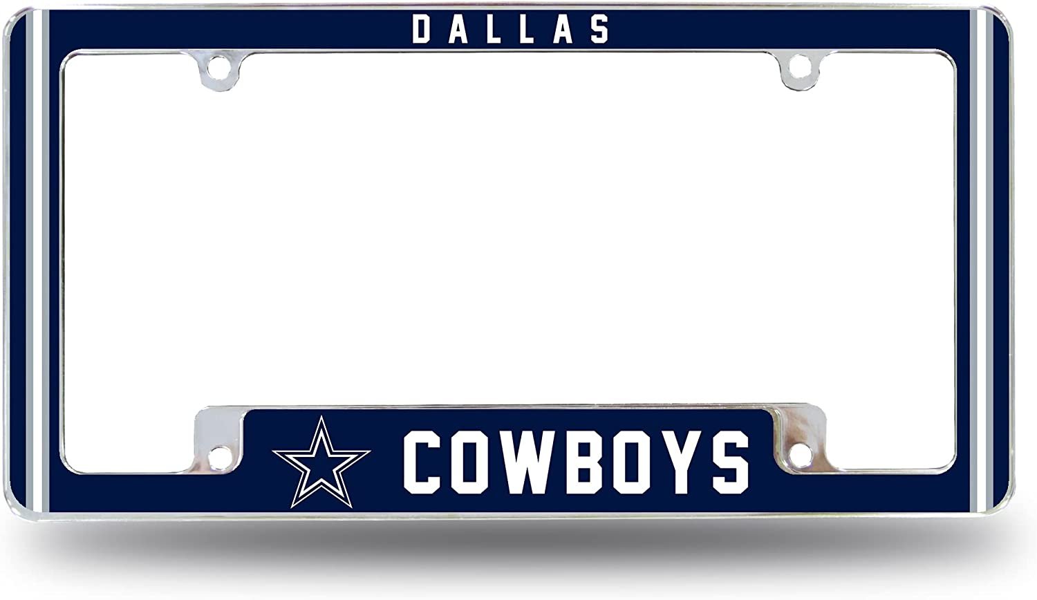 Dallas Cowboys Metal License Plate Frame Chrome Tag Cover Alternate Design 6x12 Inch