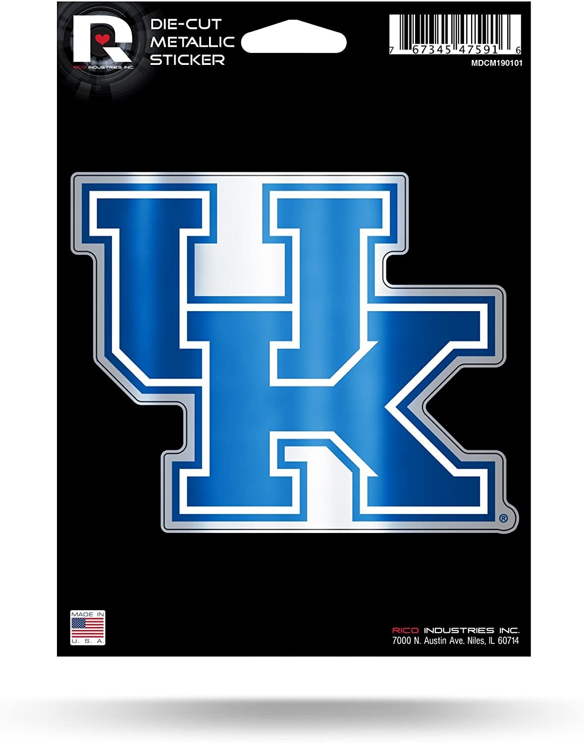 University of Kentucky Wildcats 5 Inch Die Cut Decal Sticker, Metallic Shimmer Design, Full Adhesive Backing