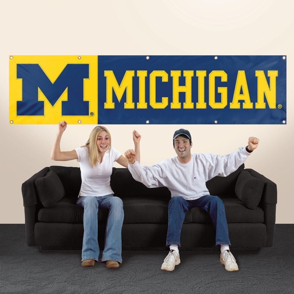 University of Michigan Wolverines Giant 8x2 Flag Banner Embroidered Applique