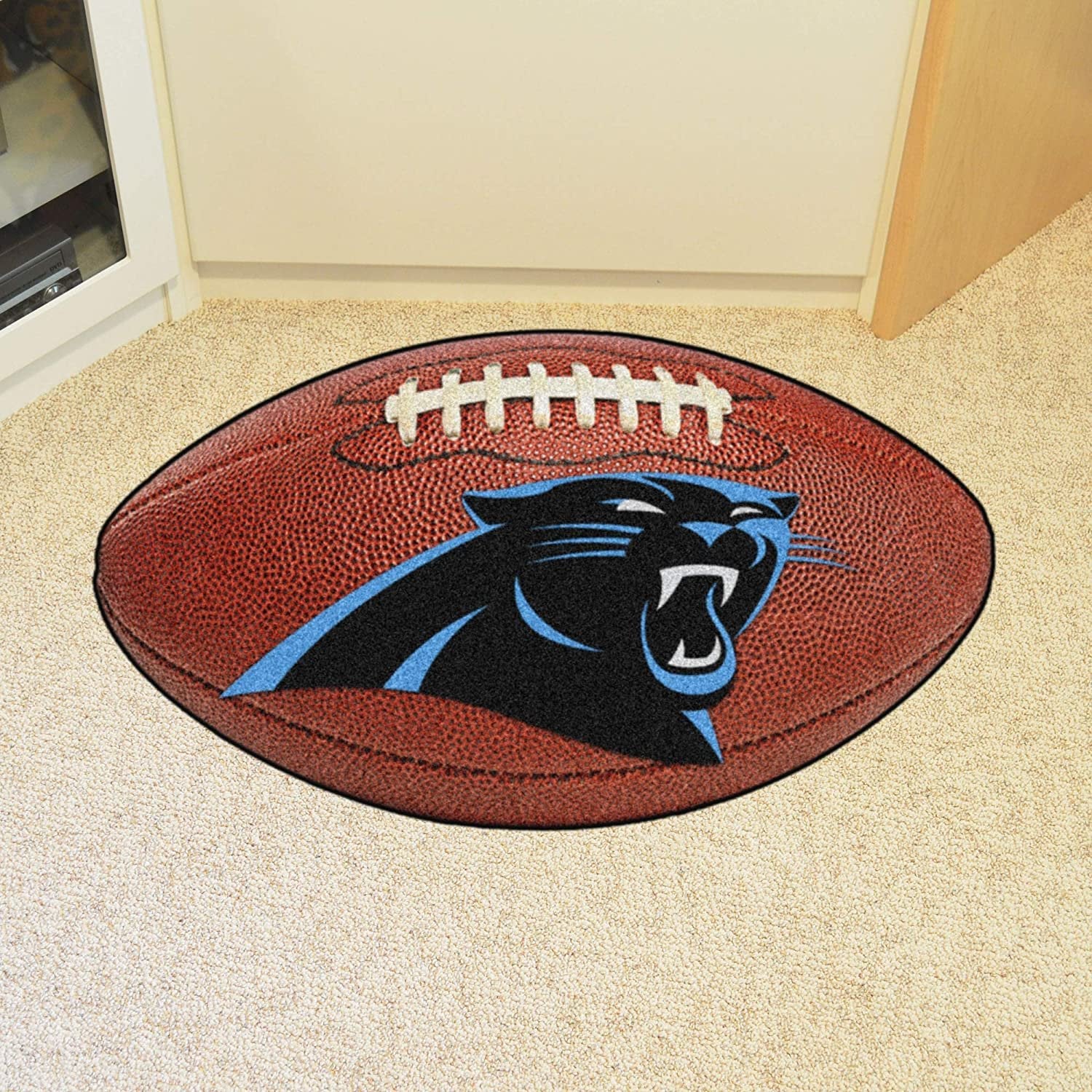 Carolina Panthers Floor Mat Area Rug, 20x32 Inch, Non-Skid Backing, Football Design