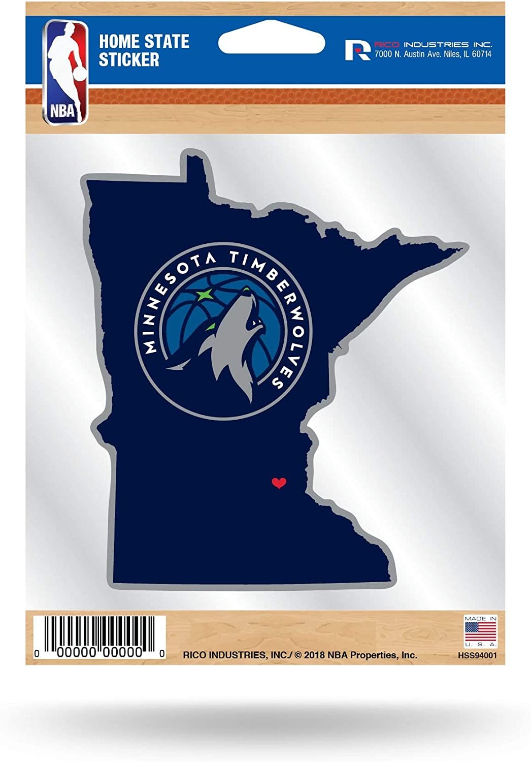 Minnesota Timberwolves 5 Inch Sticker Decal, Home State Design, Flat Vinyl, Full Adhesive Backing