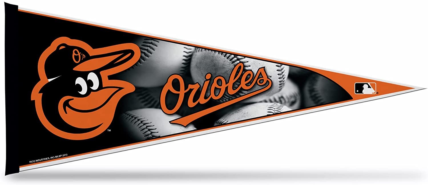 Baltimore Orioles Soft Felt Pennant, Primary Design, 12x30 Inch, Easy To Hang