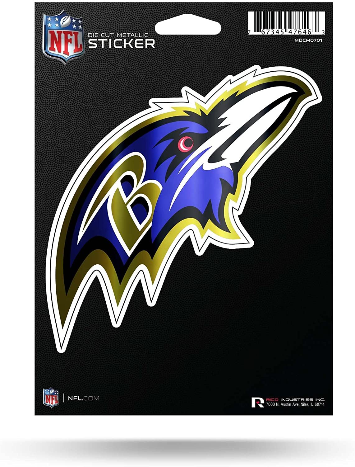 Baltimore Ravens 5 Inch Die Cut Flat Vinyl Decal Sticker Chrome Metallic Shimmer Design Adhesive Backing