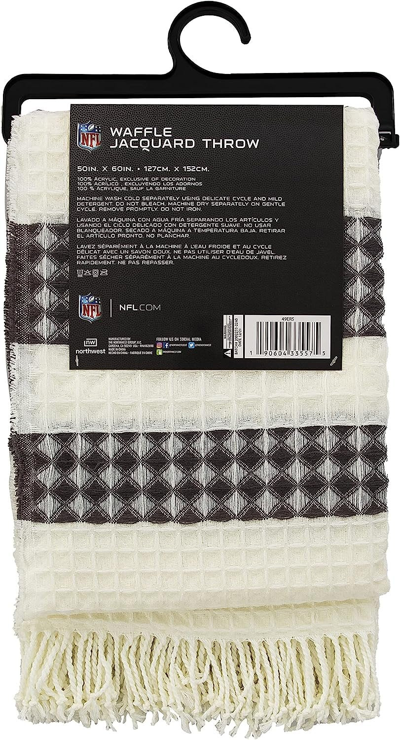 San Francisco 49ers Throw Blanket Waffle Weave Jacquard, 50x60 Inch, Unisex-Adult, 100% Acrylic