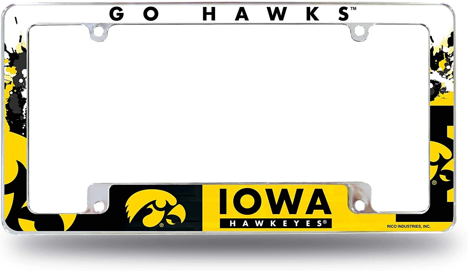 Iowa Hawkeyes Metal License Plate Frame Tag Cover All Over Design University of