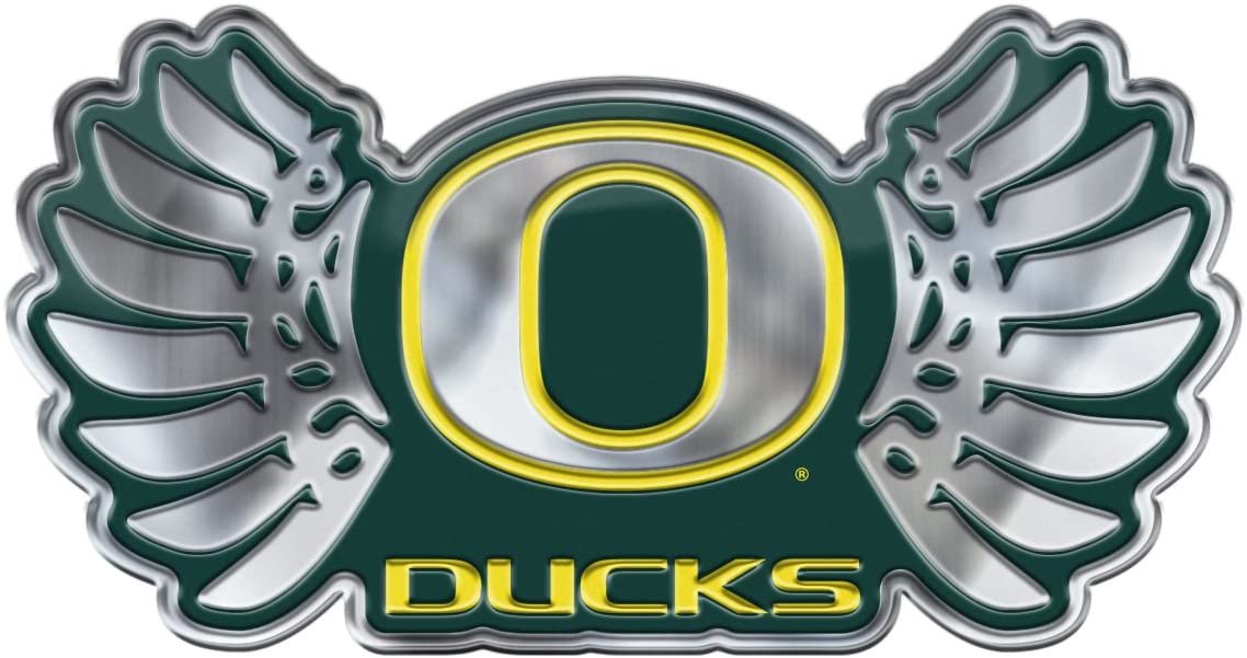 University of Oregon Ducks Premium Aluminum Metal Raised Auto Emblem, Alternate Logo, Color Embossed, Full Adhesive Backing
