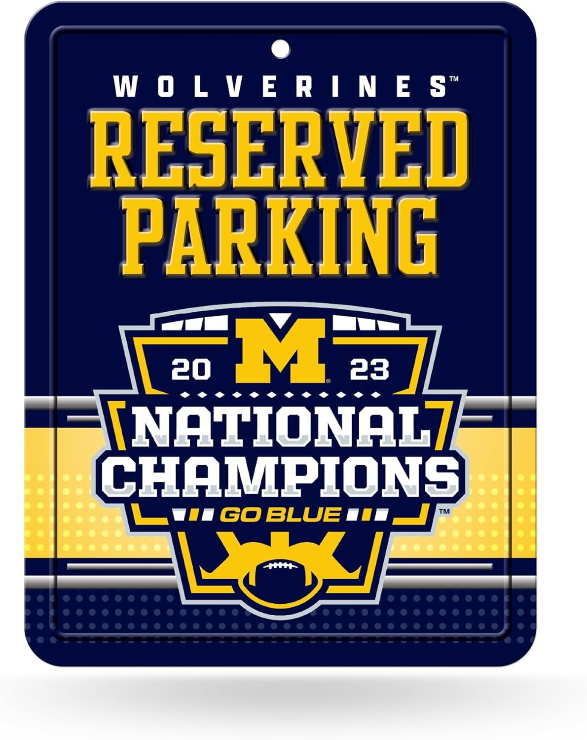 University of Michigan Wolverines 2024 Champions Metal Wall Parking Sign, 8.5x11 Inch, Great for Man Cave, Bed Room, Office, Home Decor