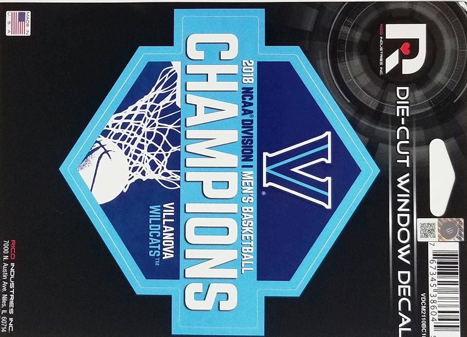 Villanova Wildcats 2018 Champions 5" Die Cut Decal Flat Vinyl Auto Home Sticker Emblem University