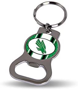 University of North Texas Mean Green Premium Solid Metal Bottle Opener Keychain, Silver Key Ring, Team Logo