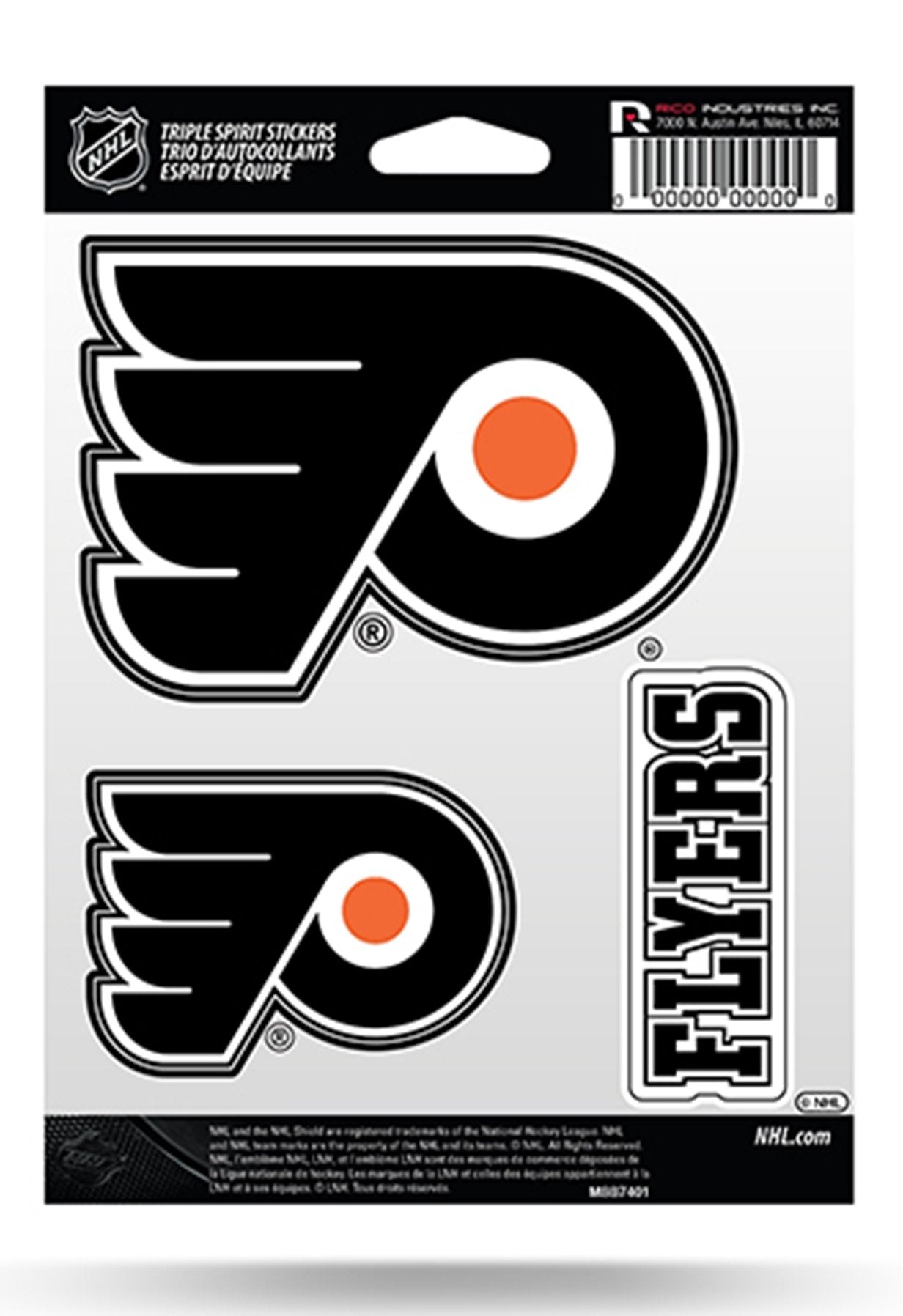 Philadelphia Flyers Multi Sticker Triple Decal Sheet, 5x7 Inch, Flat Vinyl, Auto Home