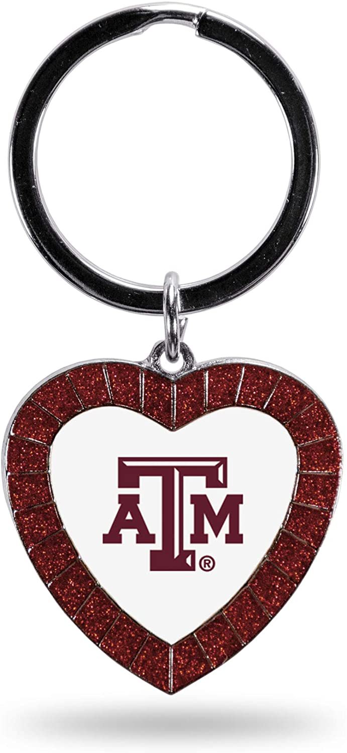 NCAA Texas A&M Aggies NCAA Rhinestone Heart Colored Keychain, Maroon, 3-inches in length