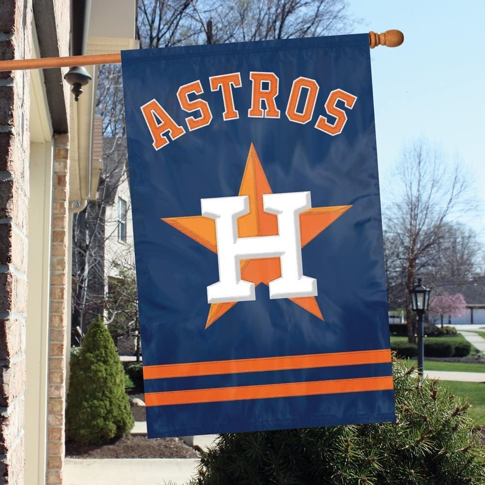 Houston Astros Double Sided Banner Flag Embroidered Applique 44x28 Inch