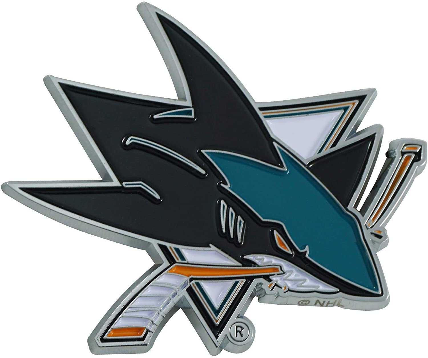 San Jose Sharks Solid Metal Color Auto Emblem