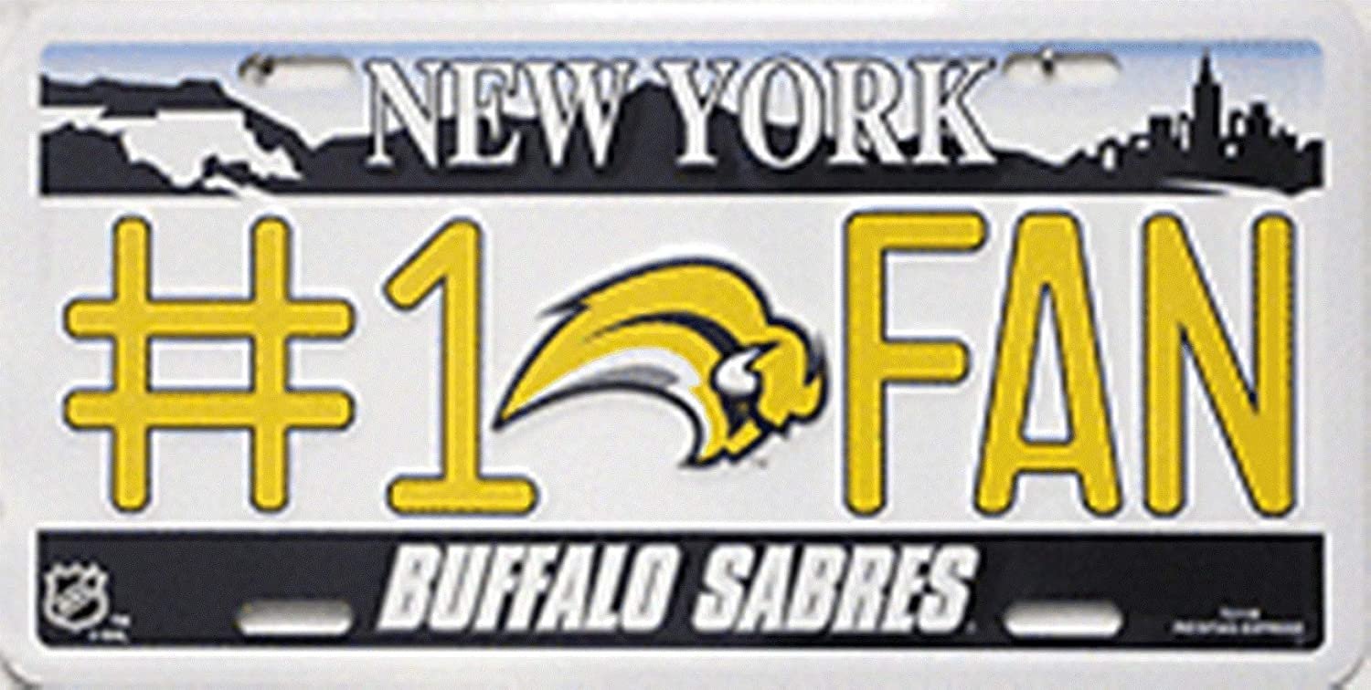 Buffalo Sabres Metal Auto Tag License Plate, #1 Fan State Design, 6x12 Inch