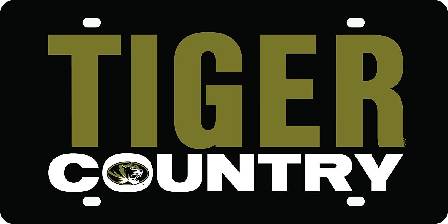 University of Missouri Tigers Laser Cut Tag License Plate, Country, Mirrored Acrylic Inlaid, 12x6 Inch