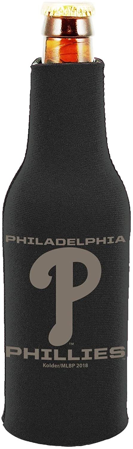 Philadelphia Phillies 2-Pack Tonal Black Design Zipper Bottle Neoprene Beverage Insulator Holder Baseball