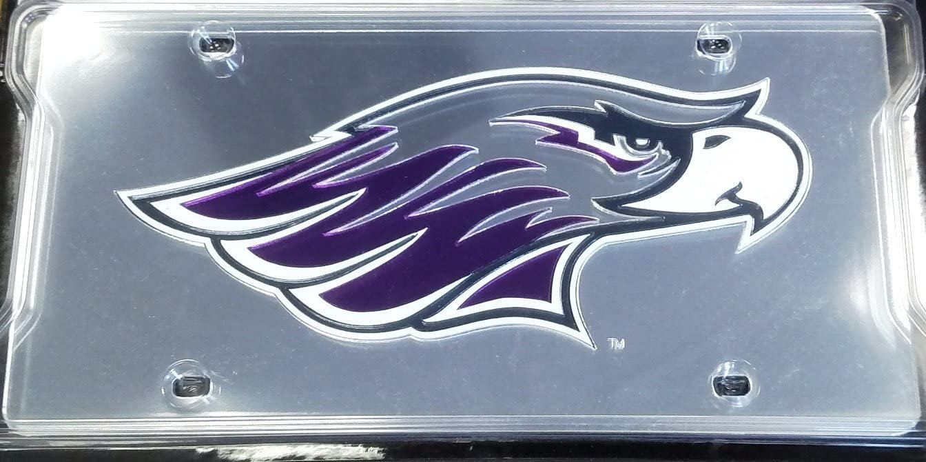 University of Wisconsin Whitewater Warhawks Premium Laser Cut Tag License Plate, Mirrored Acrylic Inlaid, 6x12 Inch