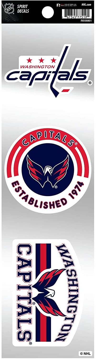 Washington Capitals Triple Retro Decals Throwback Spirit Flat Vinyl Auto Home Sticker Sheet Hockey