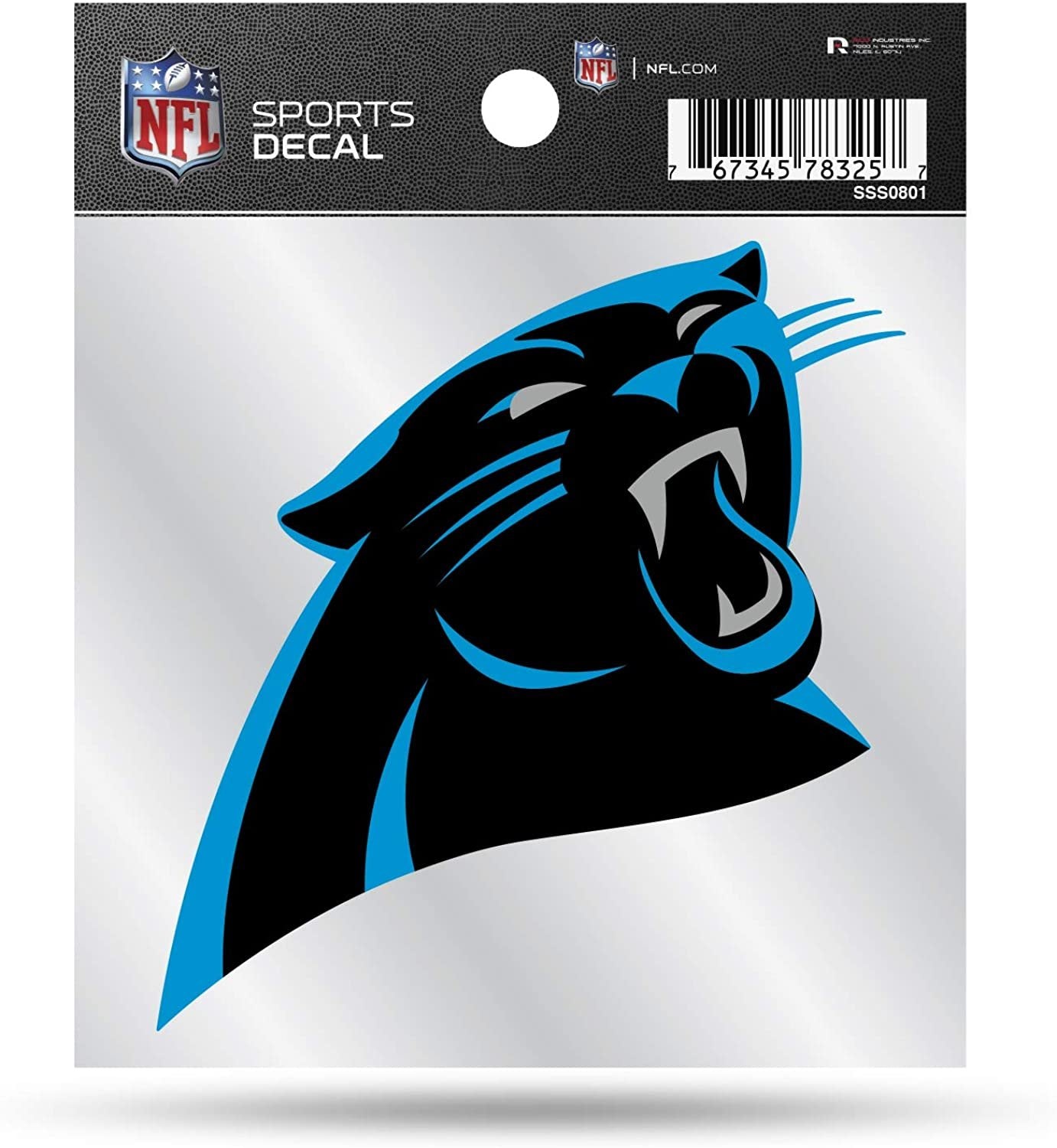 Carolina Panthers 4x4 Inch Die Cut Decal Sticker, Primary Logo, Clear Backing